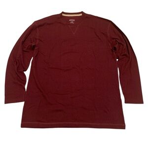 ARROW Men's Thermal Waffle Knit Shirt | Burgundy Red Crew Neck Long Sleeve | L/G
